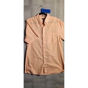 Saddlebred Men's Size Medium Orange Checkered Short Sleeve Shirt